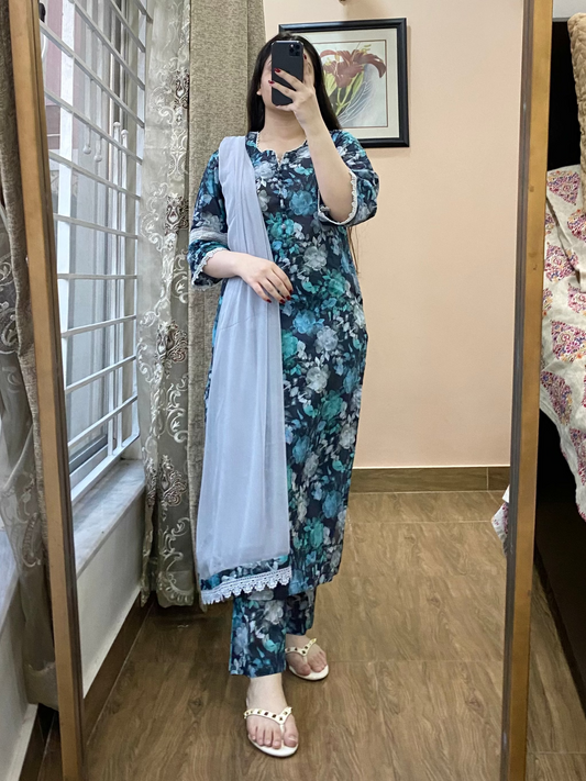 3 Piece - Lawn Printed Stitched Dress - 097