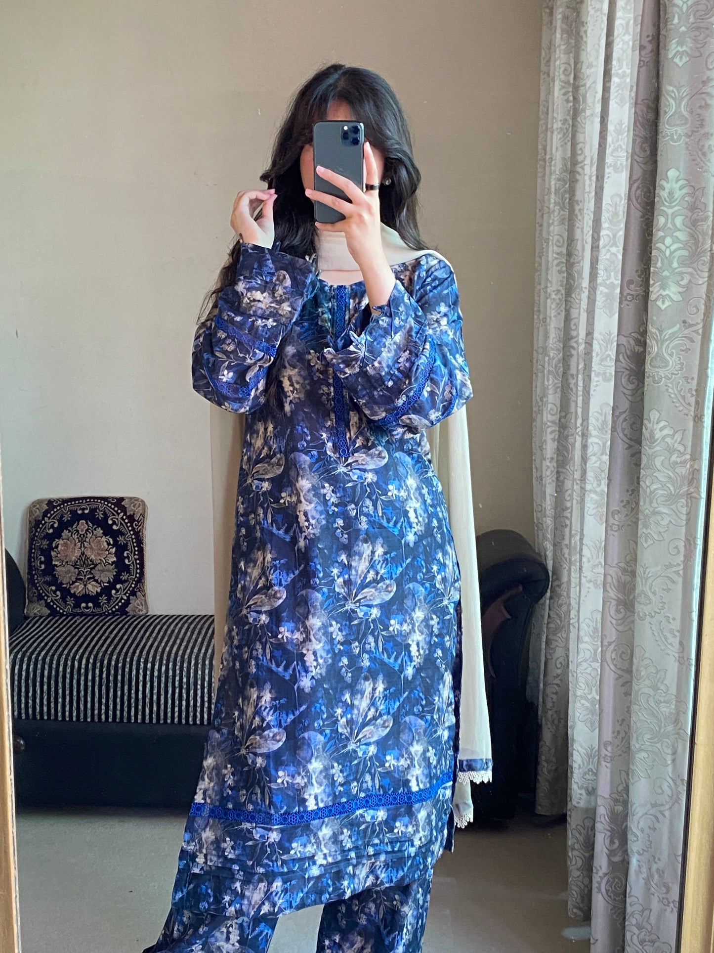 3 Piece - Lawn Printed Stitched Dress - 1004