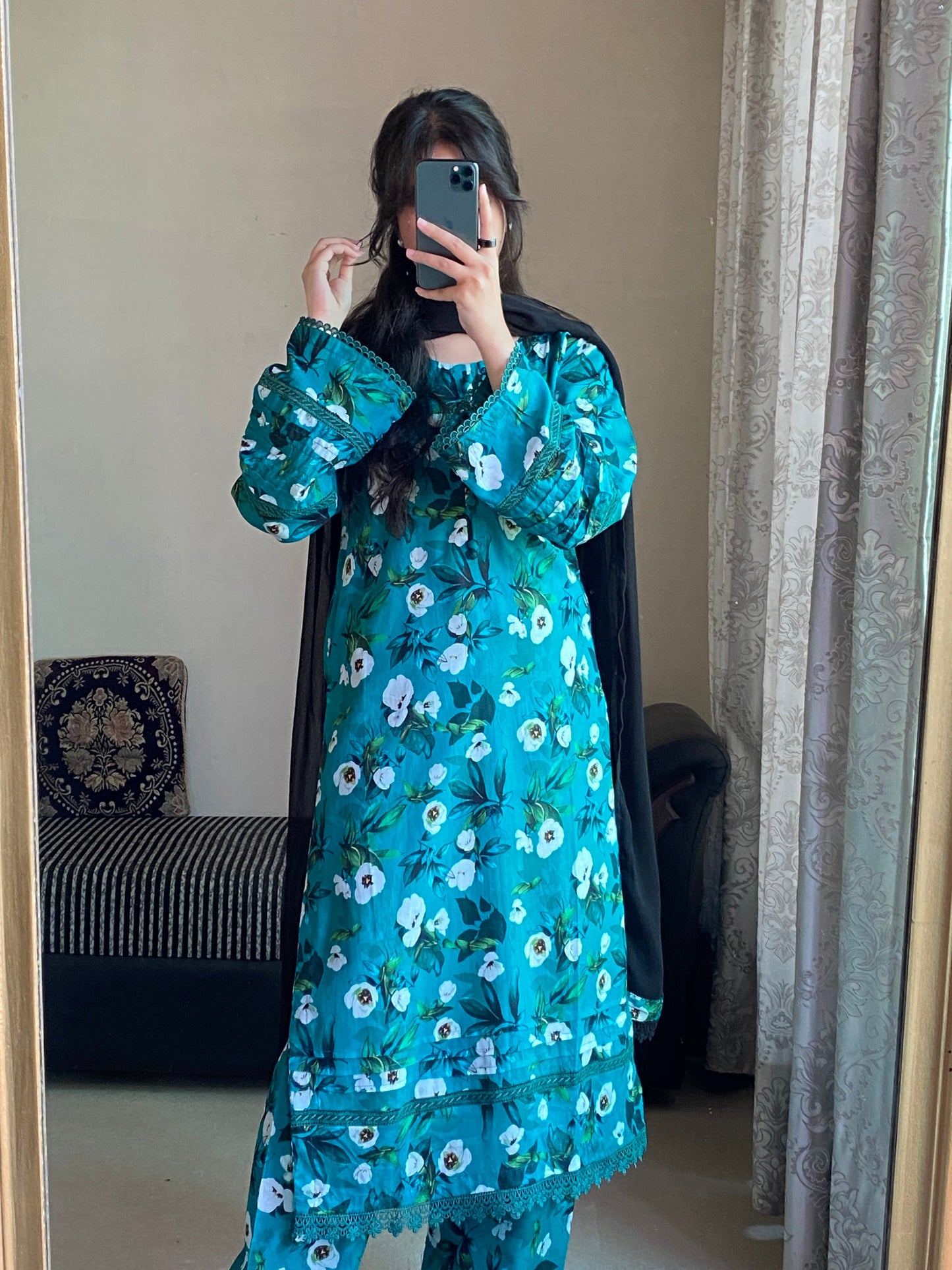 3 Piece - Lawn Printed Stitched Dress - 1003