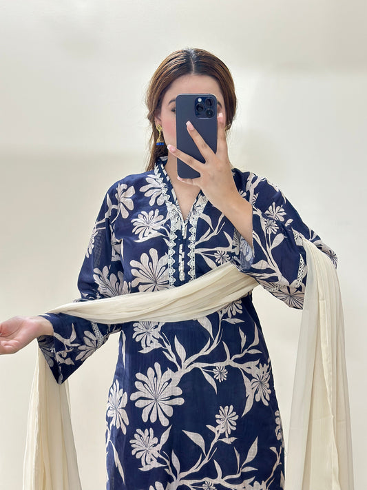 3 Piece -Pure Lawn Stitched Dress - 506