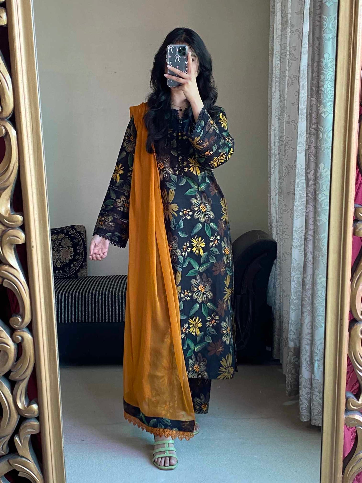 3 Piece -Bana Dora Lawn Stitched Dress - 084