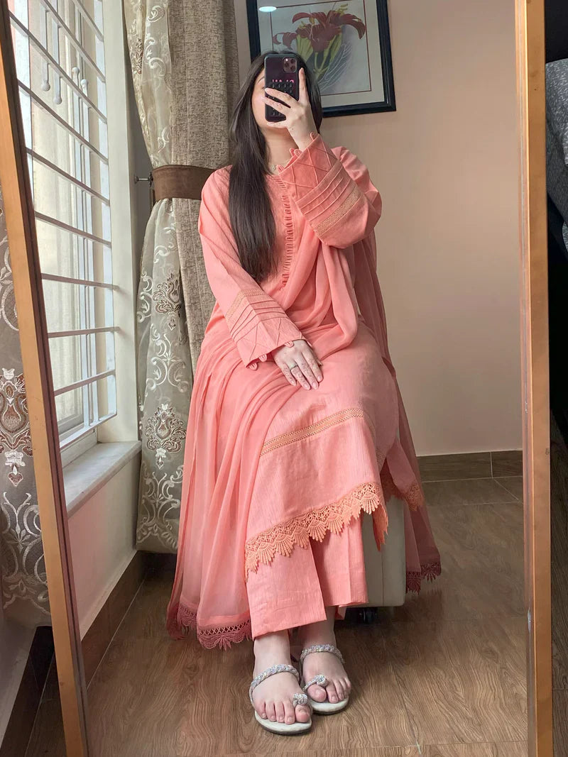 3 Piece Soft Cambric Stitch Suit 204