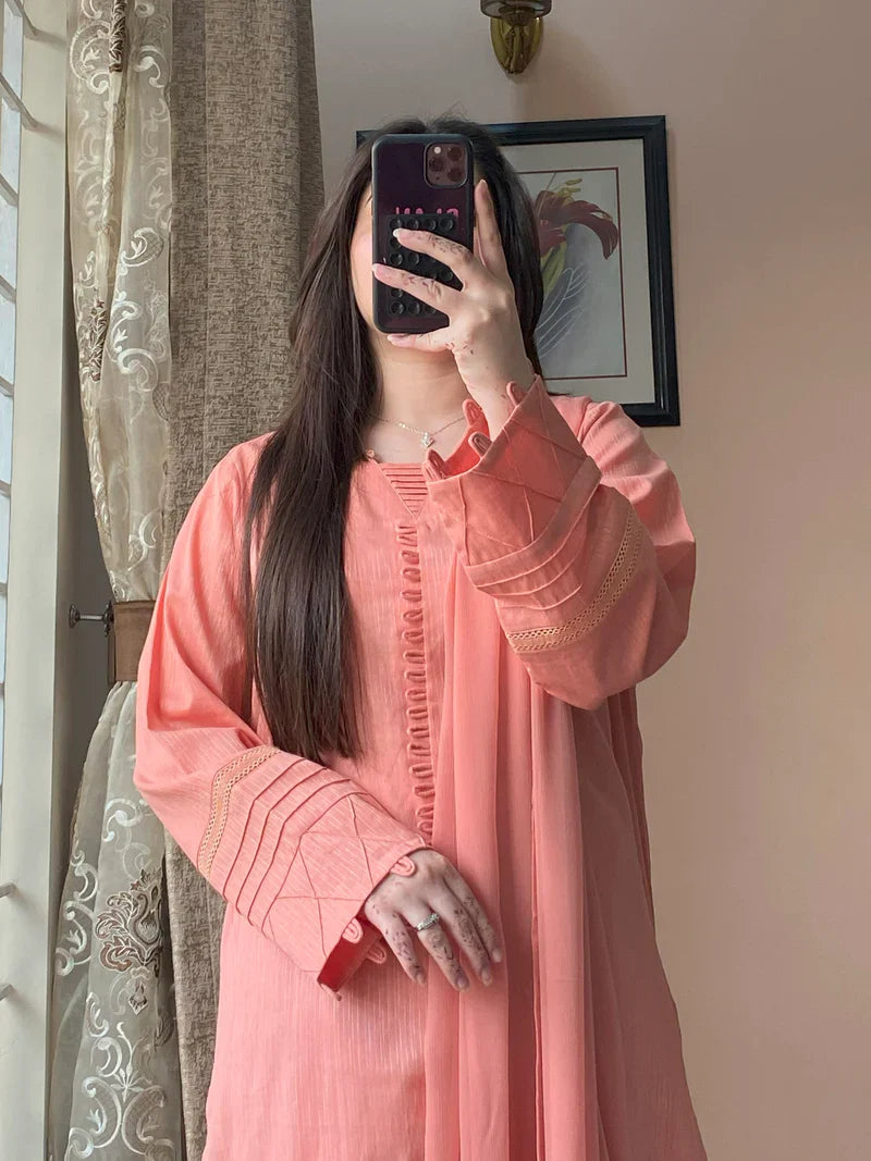 3 Piece Soft Cambric Stitch Suit 204