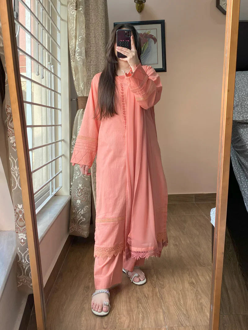 3 Piece Soft Cambric Stitch Suit 204