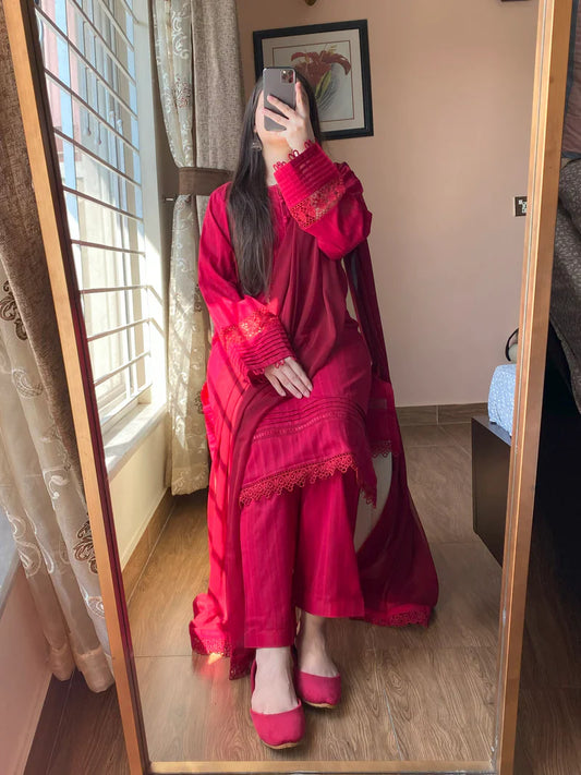 3 Piece Pure Lawn Stitch Suit 207