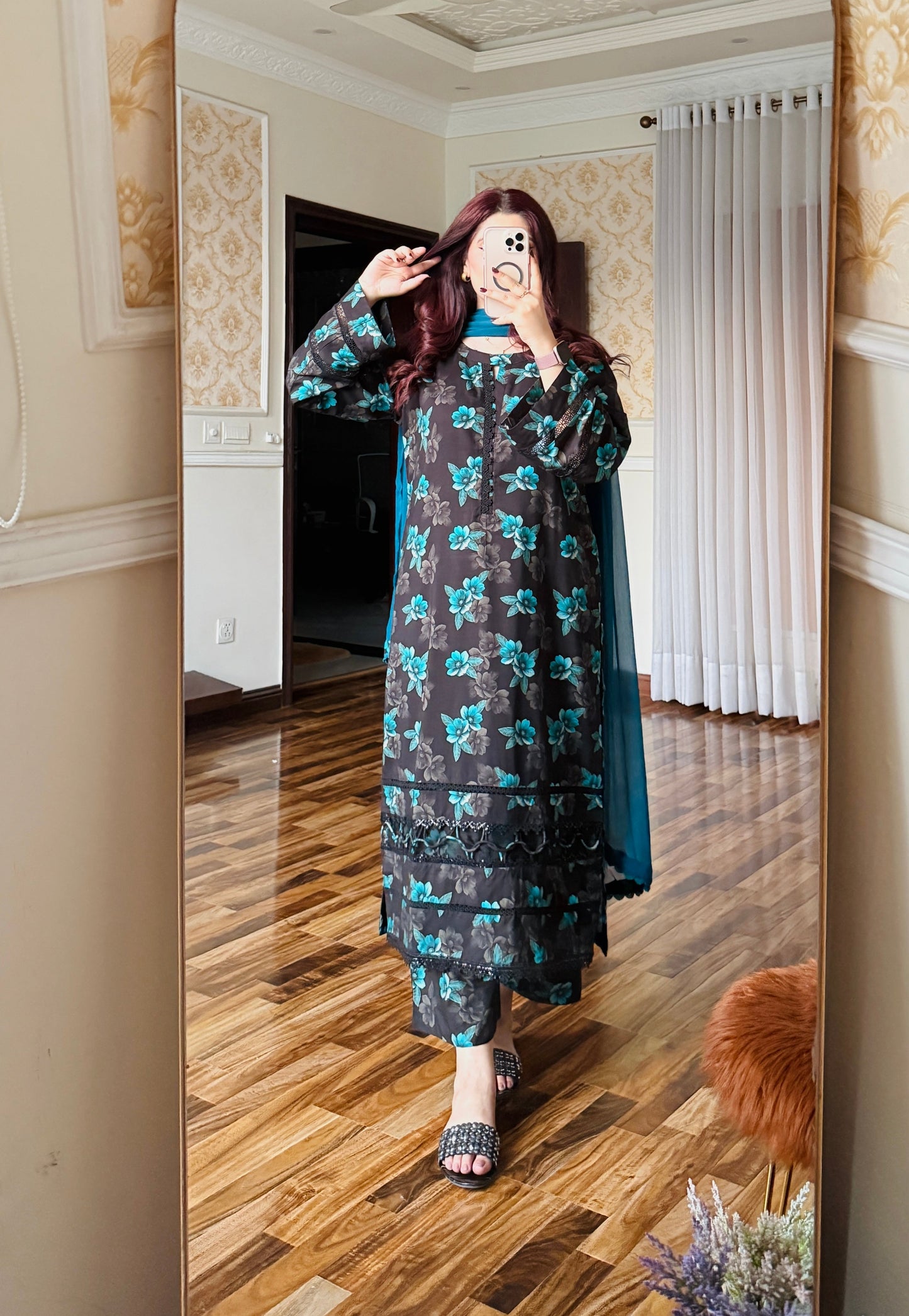 3 Piece Cambric Linan Stitched-057