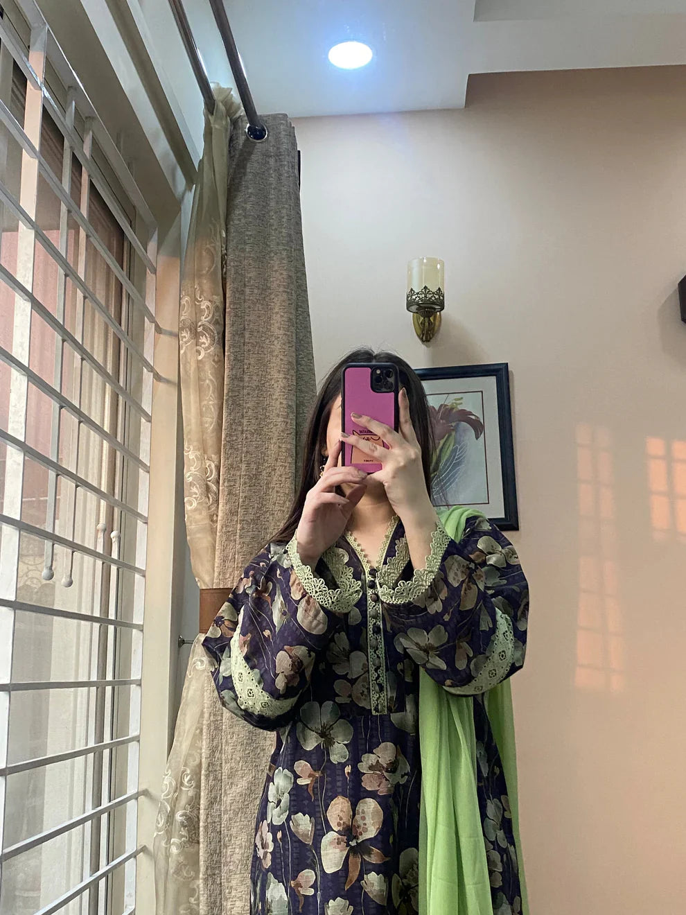 3 Piece -Dobby Linan Stitched Dress -054