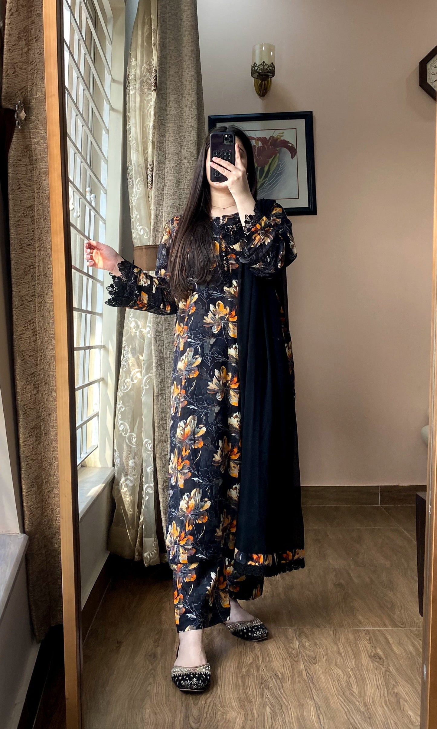 3 Piece Premium Lawn Stitched Dress- 086