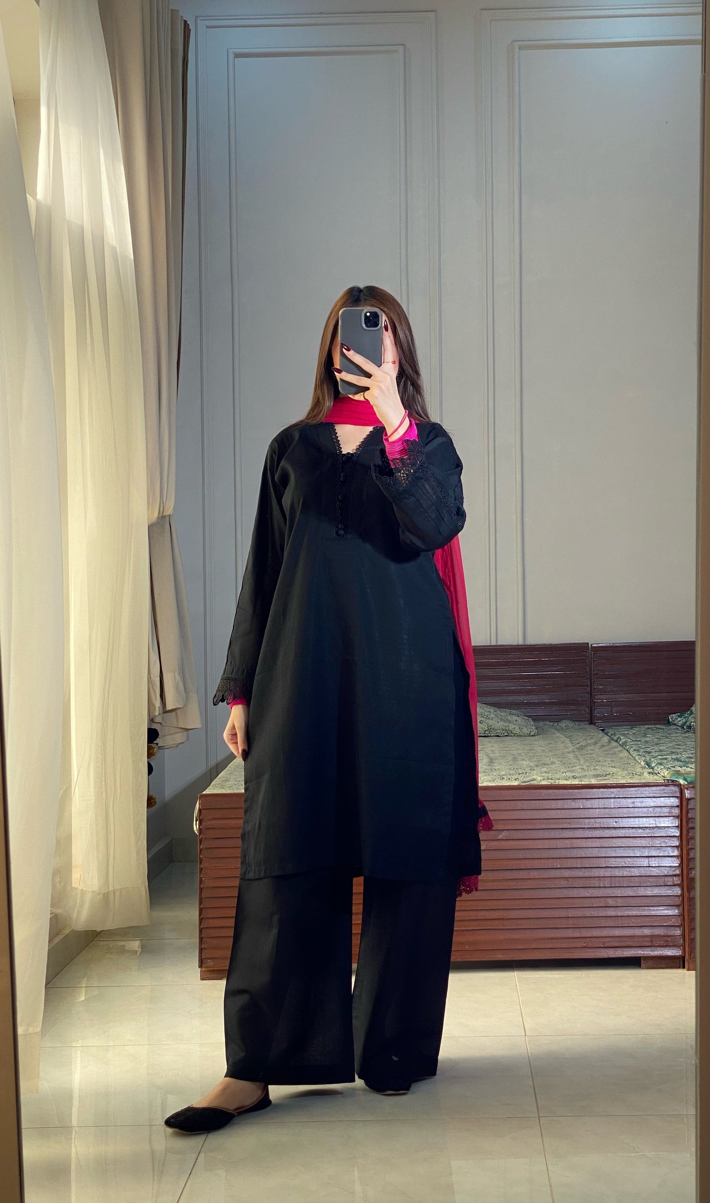 3 Piece -Lawn Dress With Plazo-206