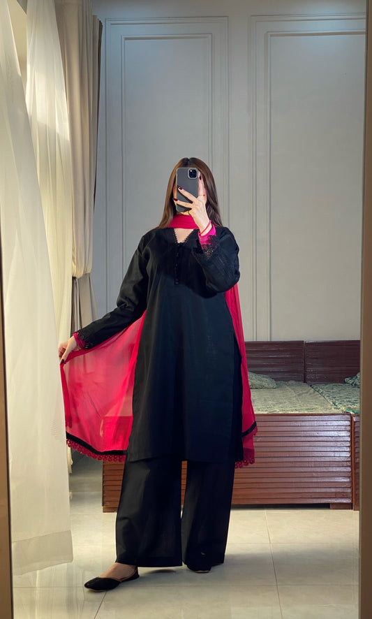 3 Piece -Lawn Dress With Plazo-206