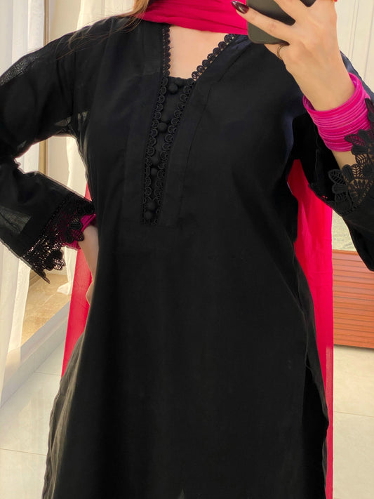 3 Piece -Lawn Dress With Plazo-206