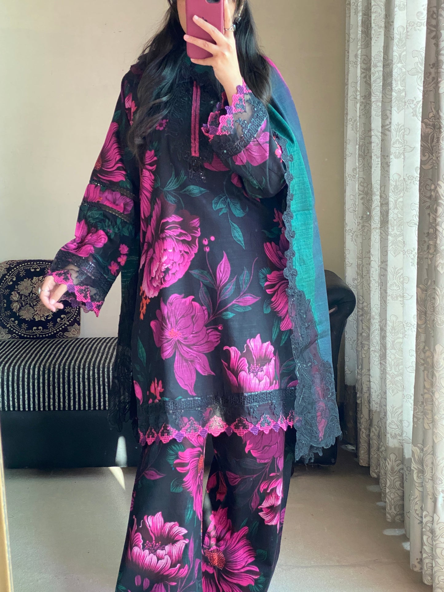 3 Piece Premium Lawn Stitched Dress-228