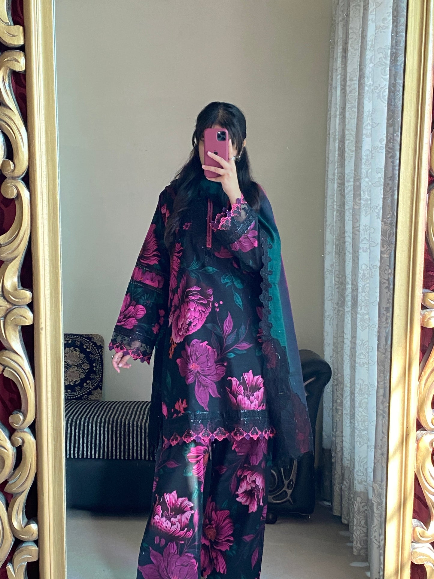 3 Piece Premium Lawn Stitched Dress-228