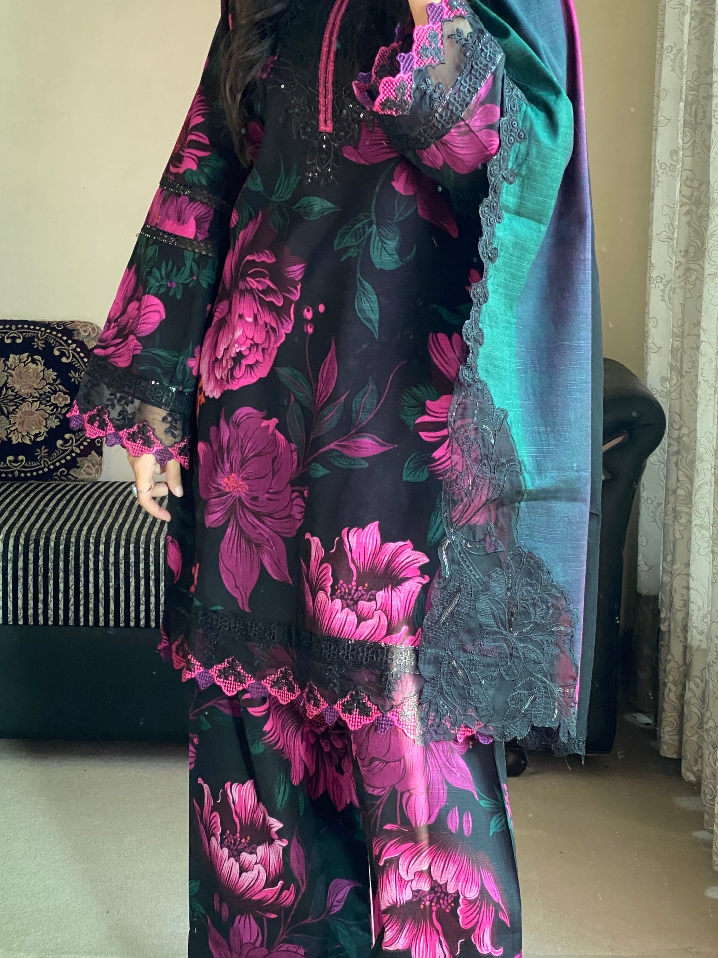 3 Piece Premium Lawn Stitched Dress-228