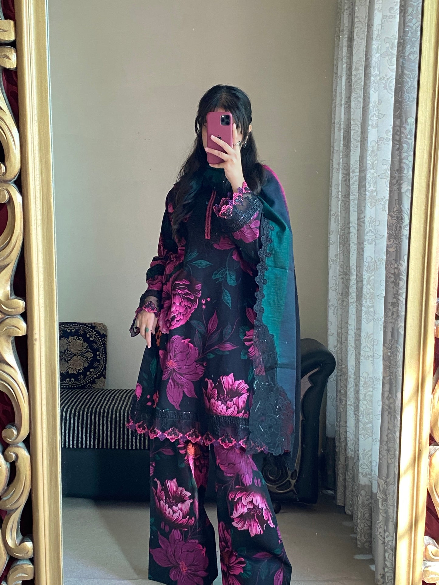 3 Piece Premium Lawn Stitched Dress-228