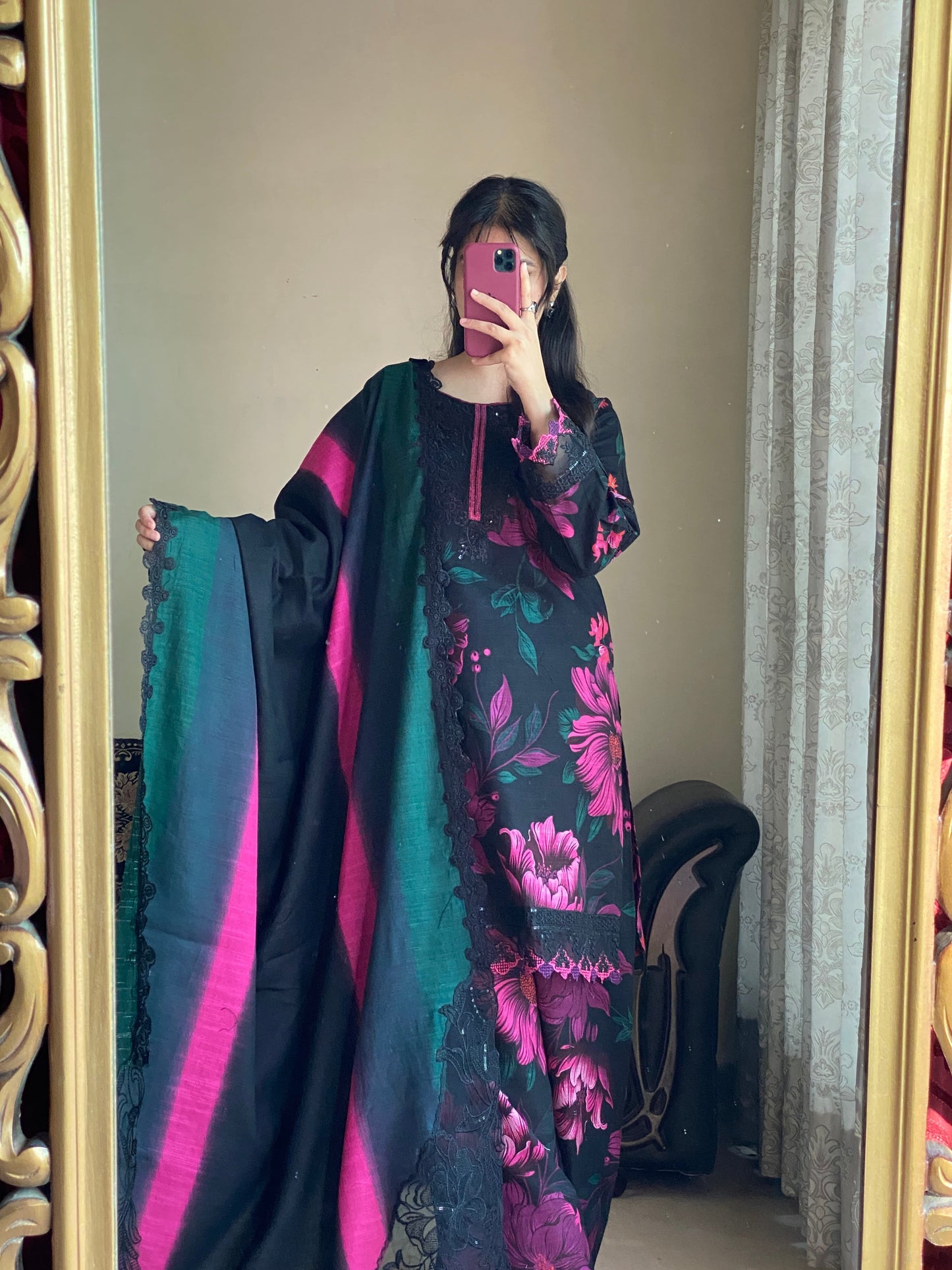 3 Piece Premium Lawn Stitched Dress-228