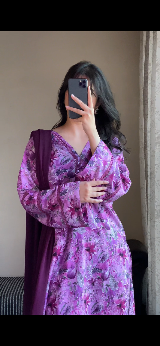 3 Piece - Lawn Bana Dora Stitched Dress-126