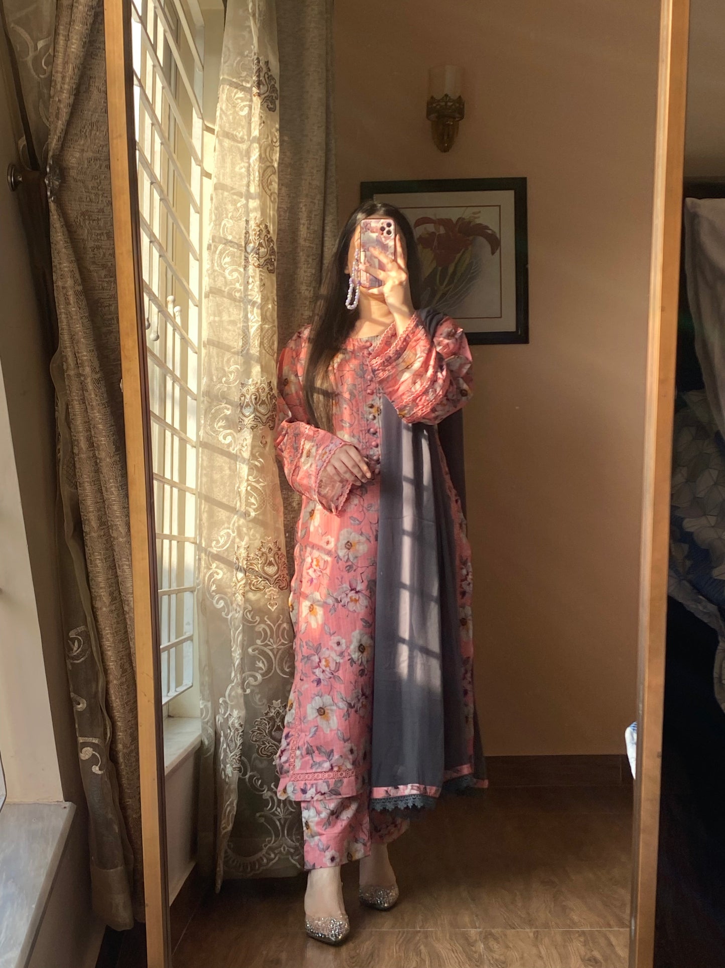 3 Piece -Premium Lawn Stitched Dress - 098