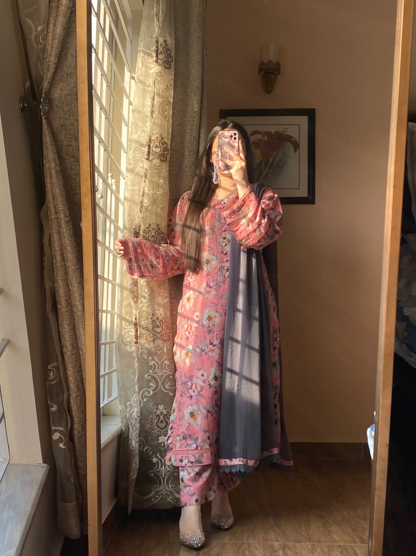 3 Piece -Premium Lawn Stitched Dress - 098