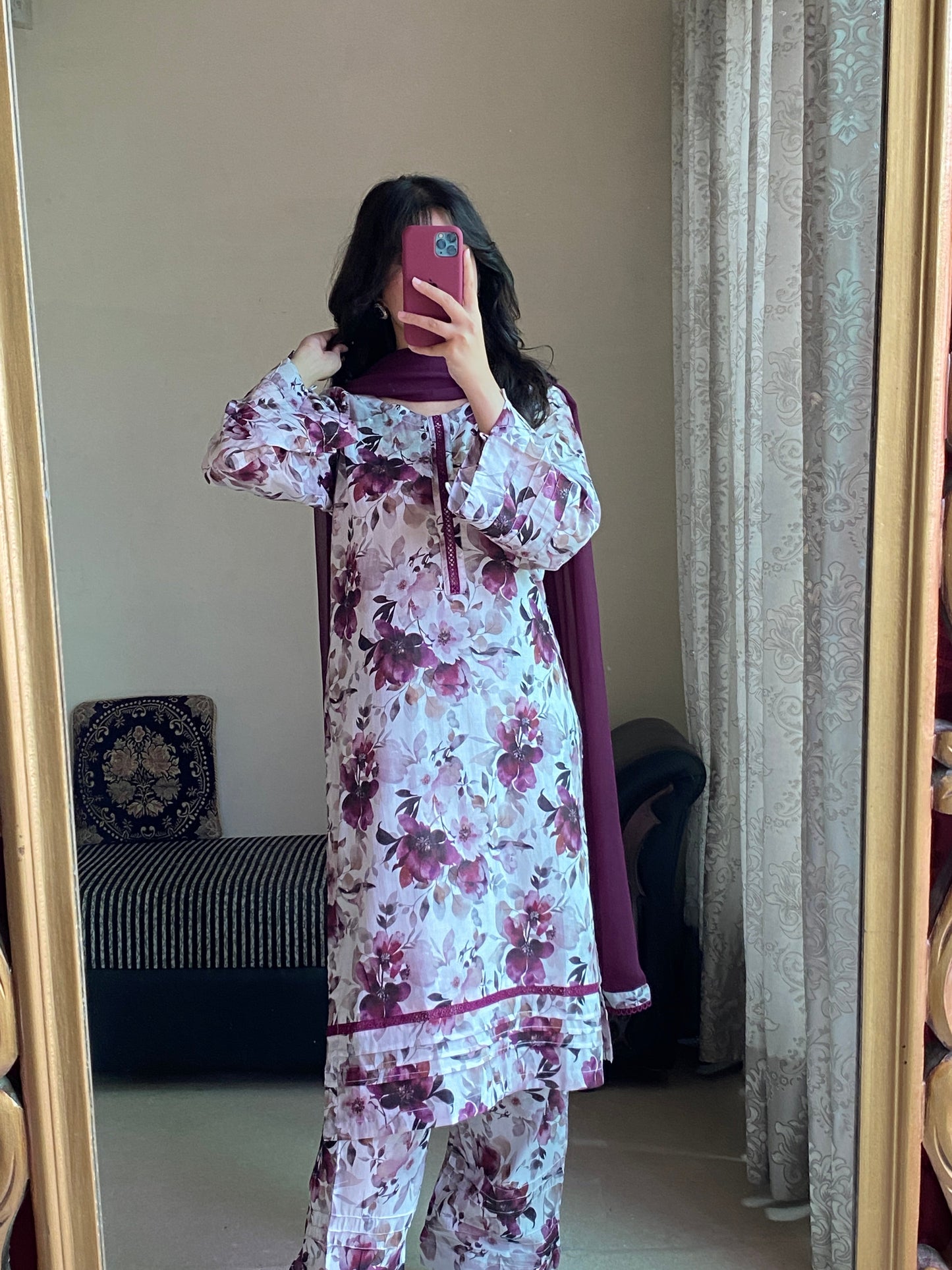 3 Piece - Lawn Printed Stitched Dress - 1002