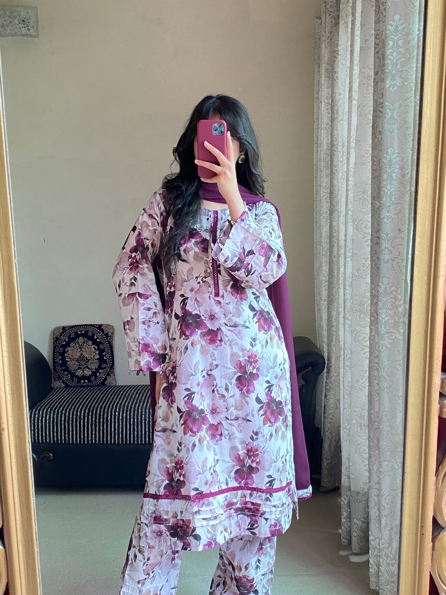 3 Piece - Lawn Printed Stitched Dress - 1002