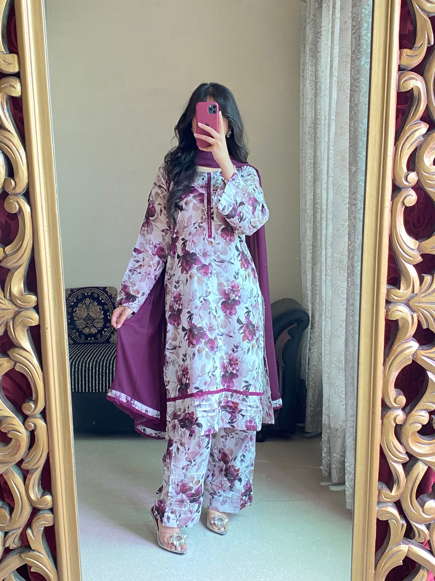 3 Piece - Lawn Printed Stitched Dress - 1002