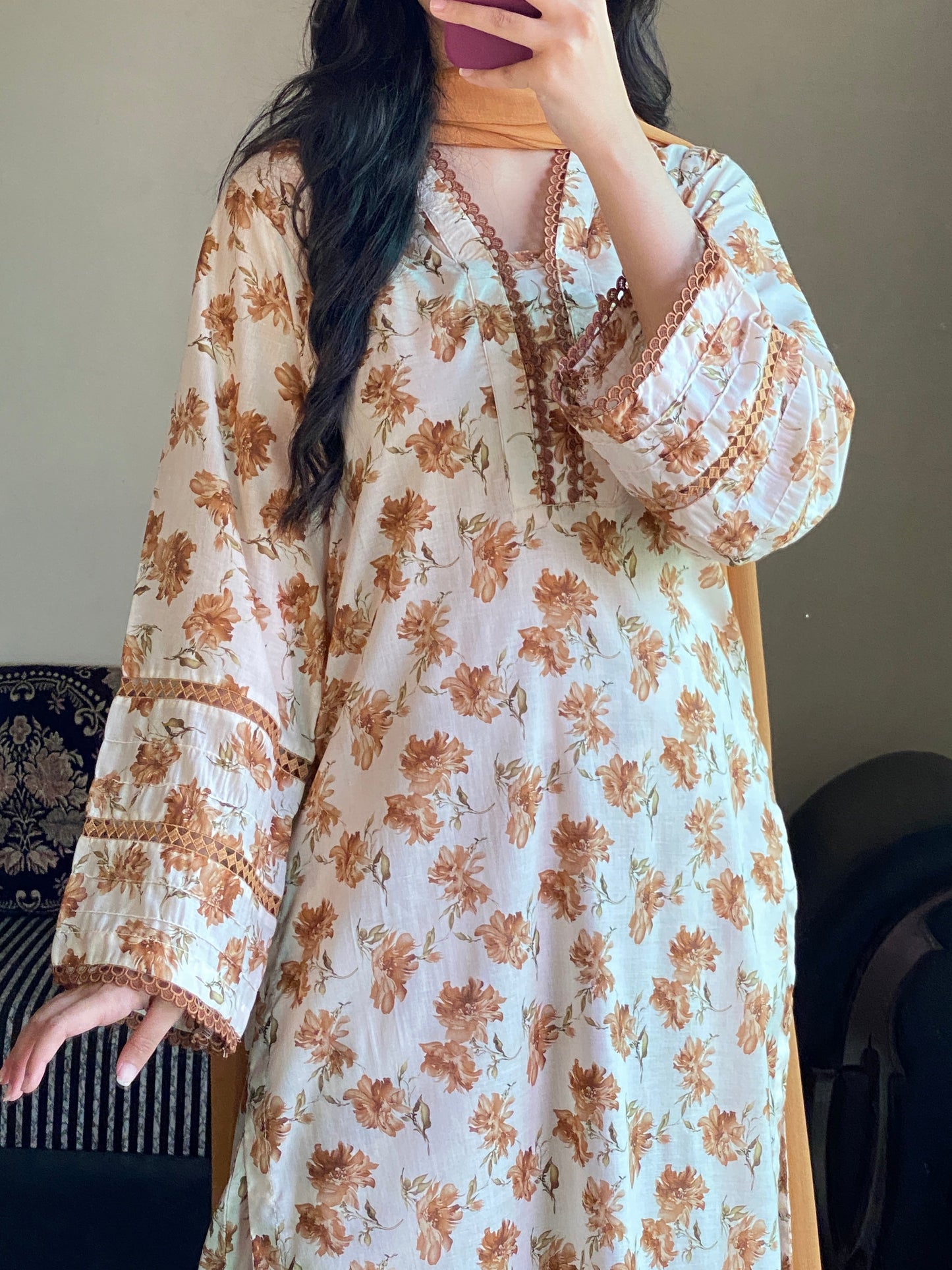 3 Piece - Lawn Printed Stitched Dress - 1005