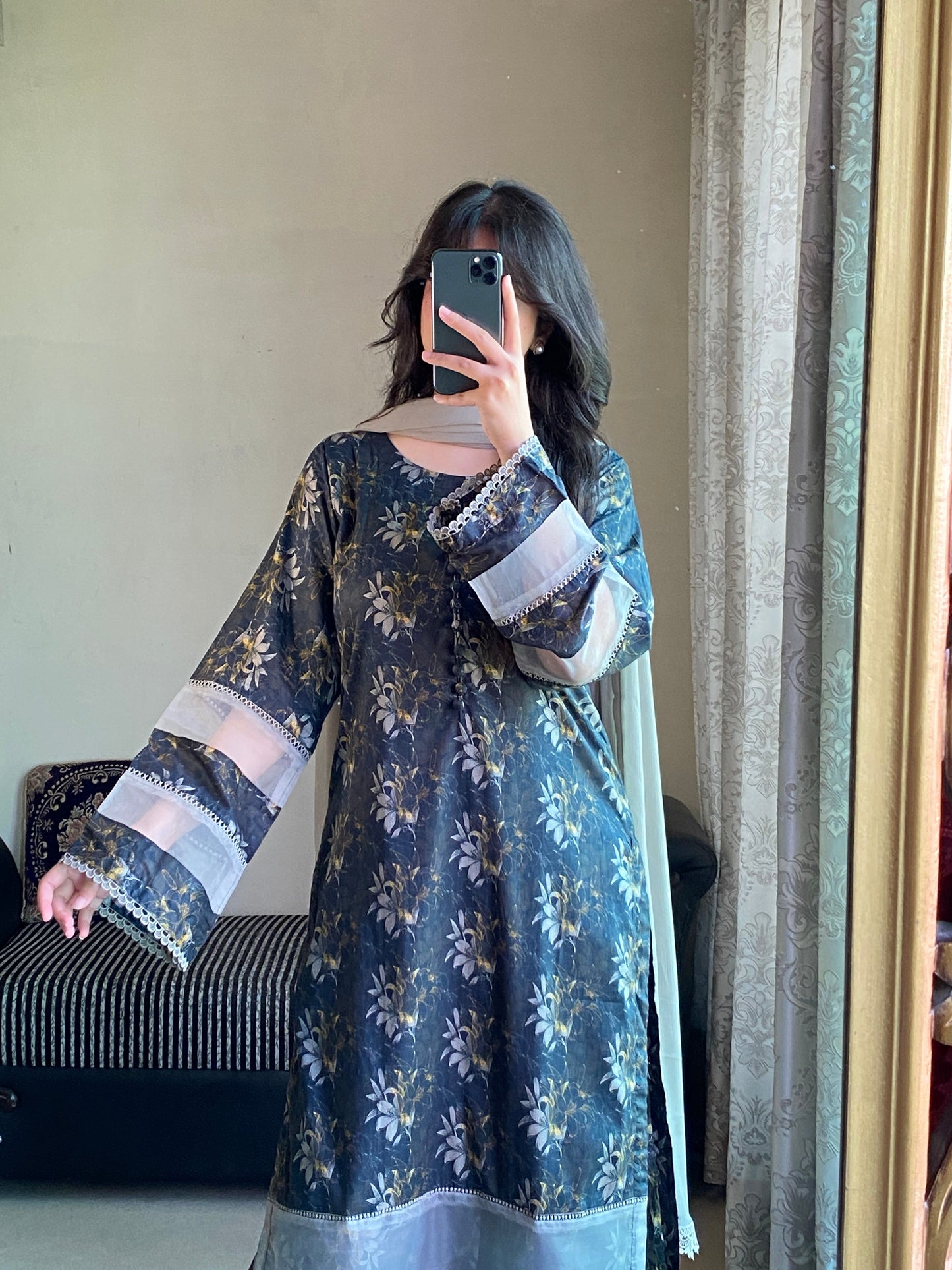 3 Piece - Lawn Printed Stitched Dress - 1006