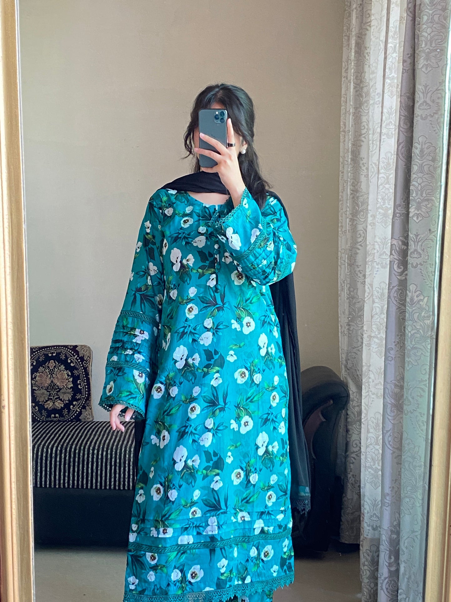 3 Piece - Lawn Printed Stitched Dress - 1003