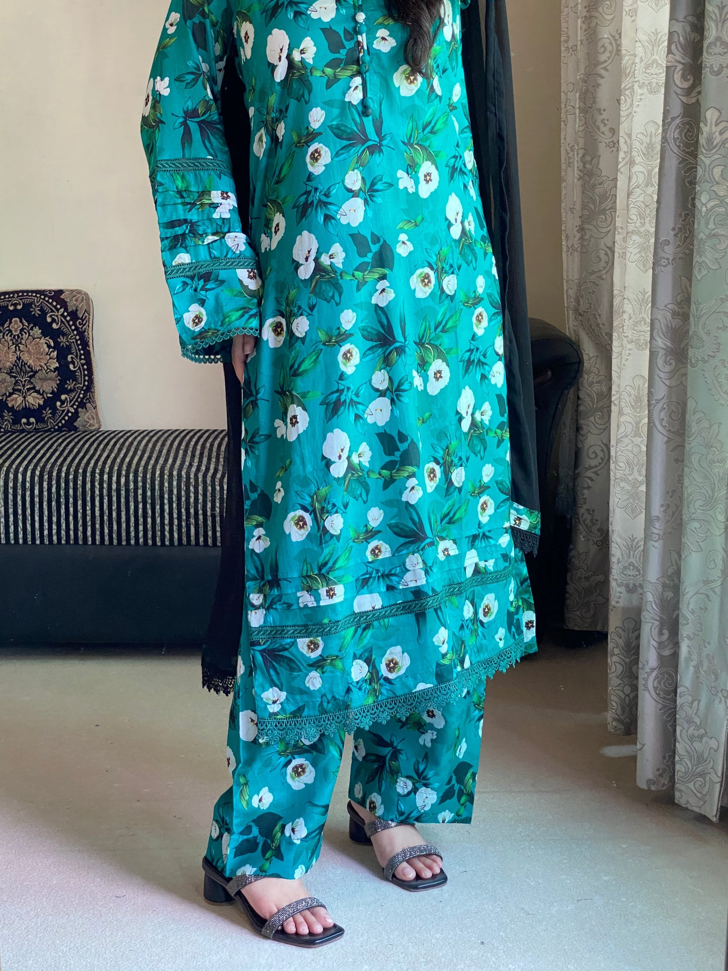 3 Piece - Lawn Printed Stitched Dress - 1003