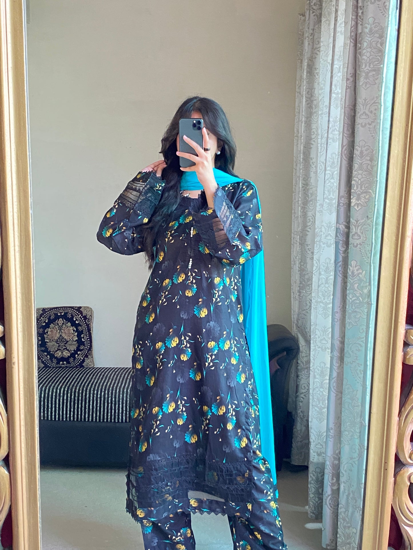 3 Piece - Lawn Printed Stitched Dress - 1001