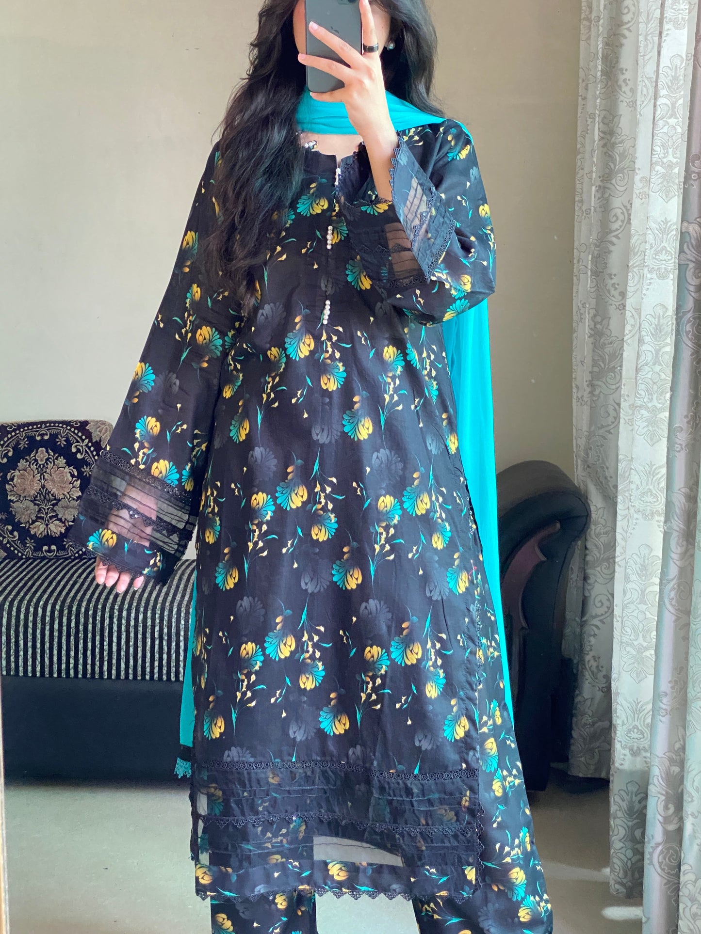 3 Piece - Lawn Printed Stitched Dress - 1001