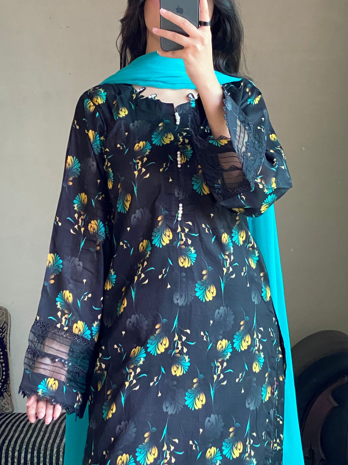 3 Piece - Lawn Printed Stitched Dress - 1001