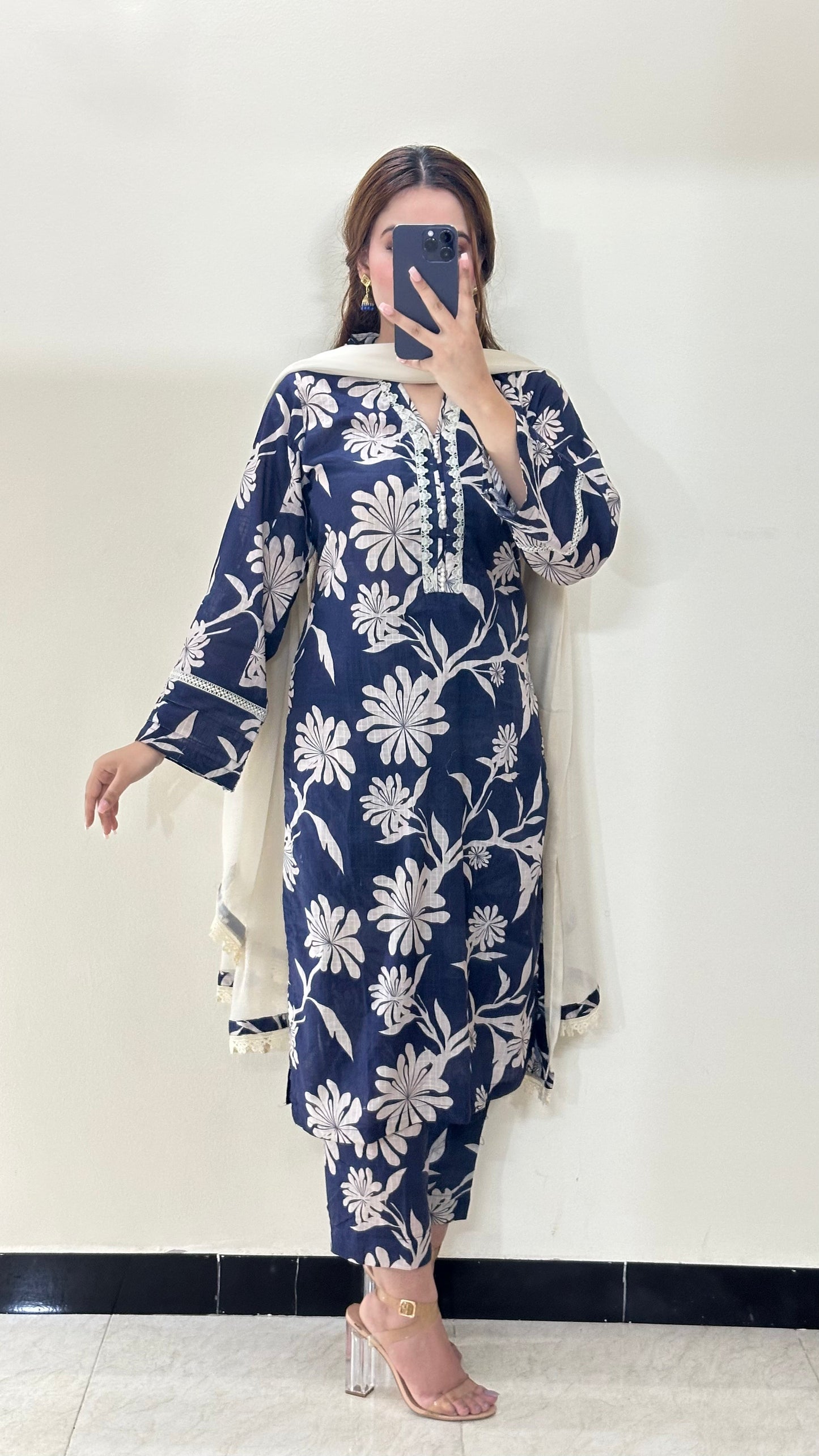 3 Piece -Pure Lawn Stitched Dress - 506