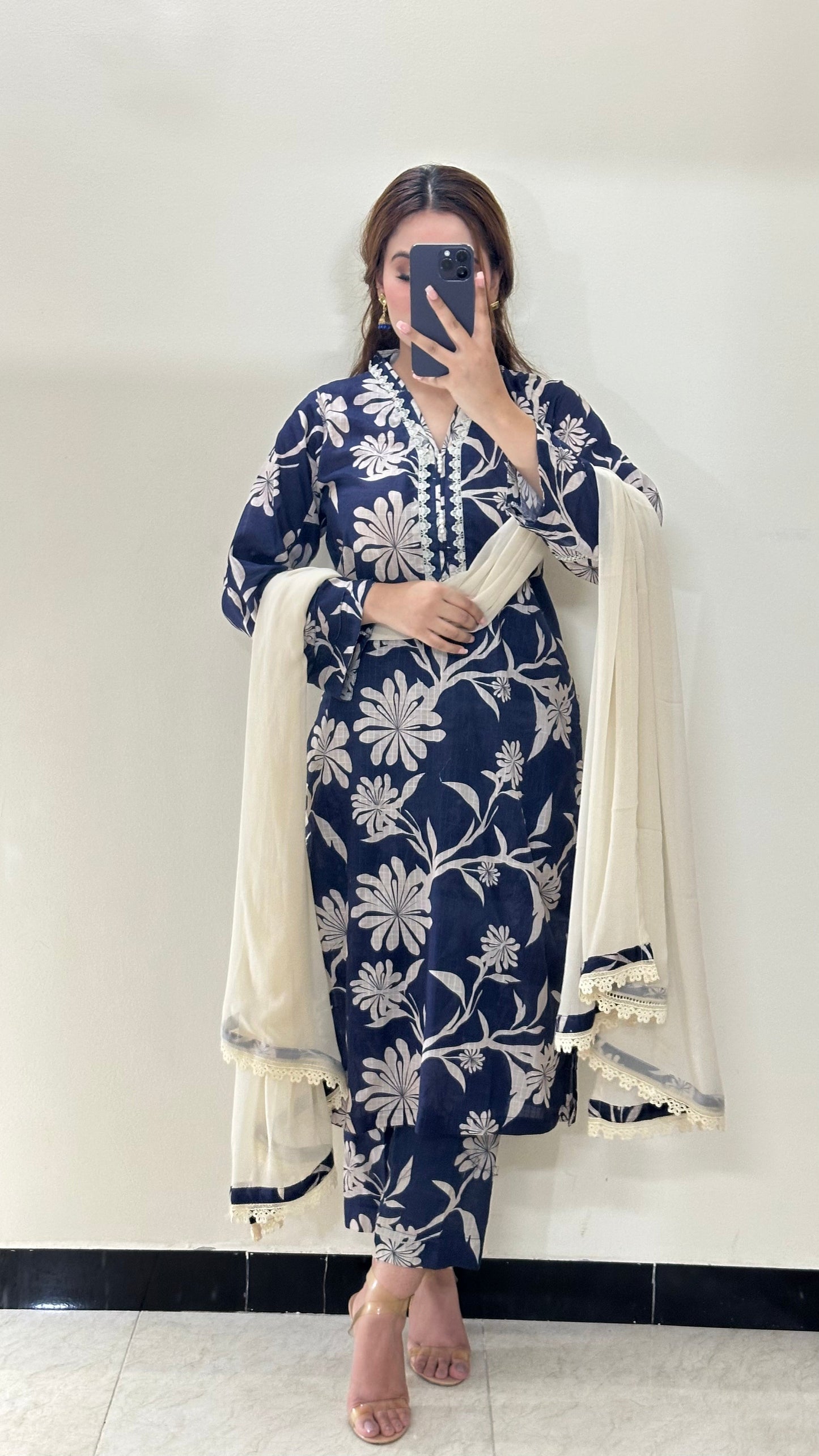 3 Piece -Pure Lawn Stitched Dress - 506