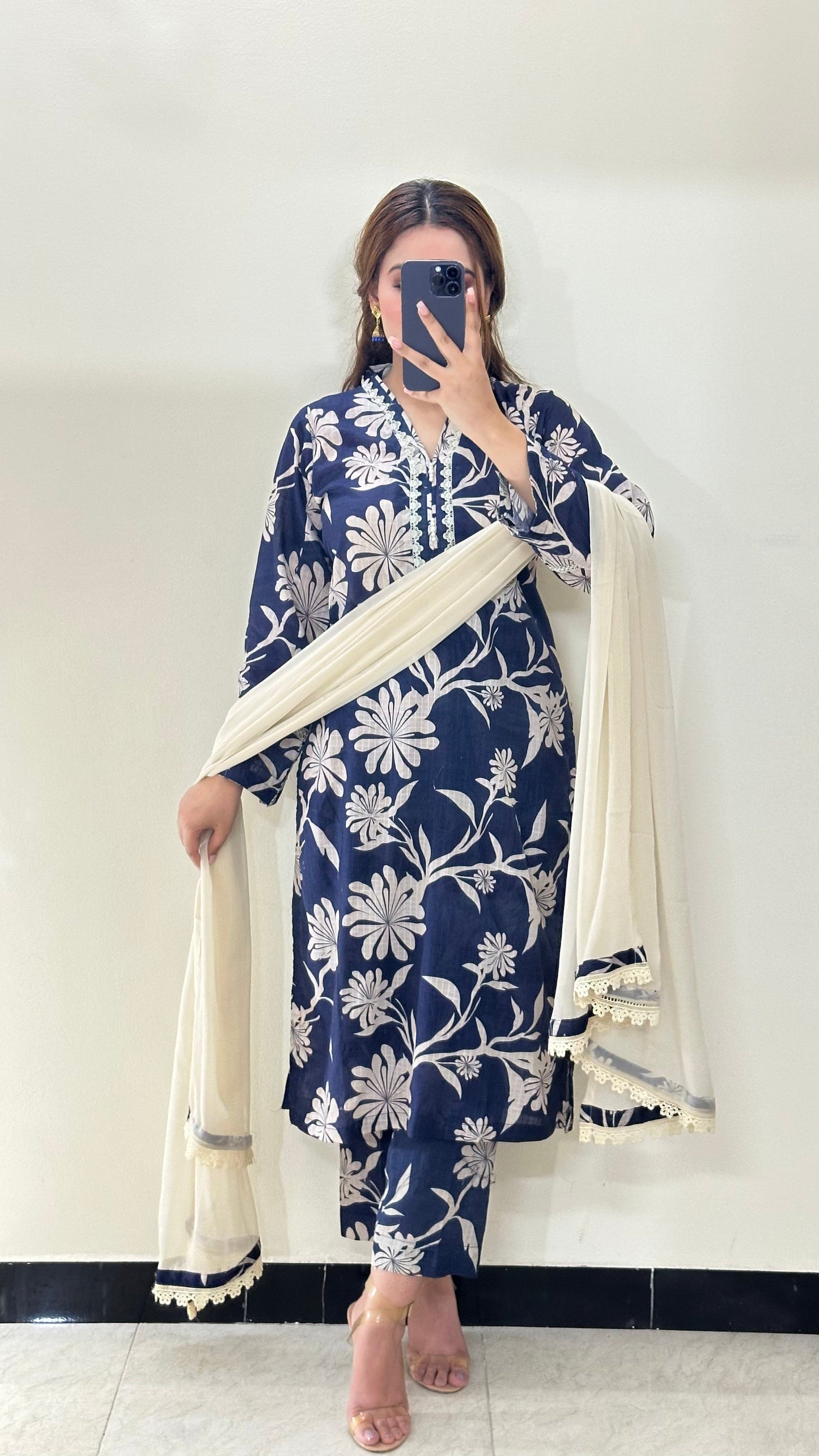 3 Piece -Pure Lawn Stitched Dress - 506