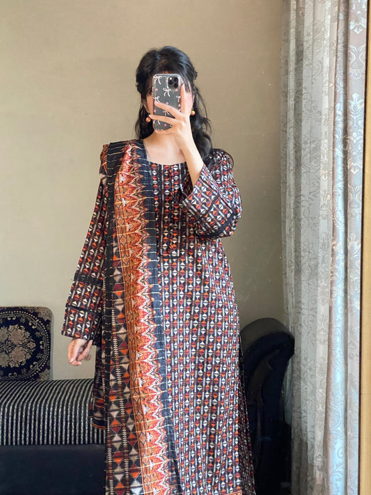 3 Piece -Pure Lawn Stitched Dress - 130