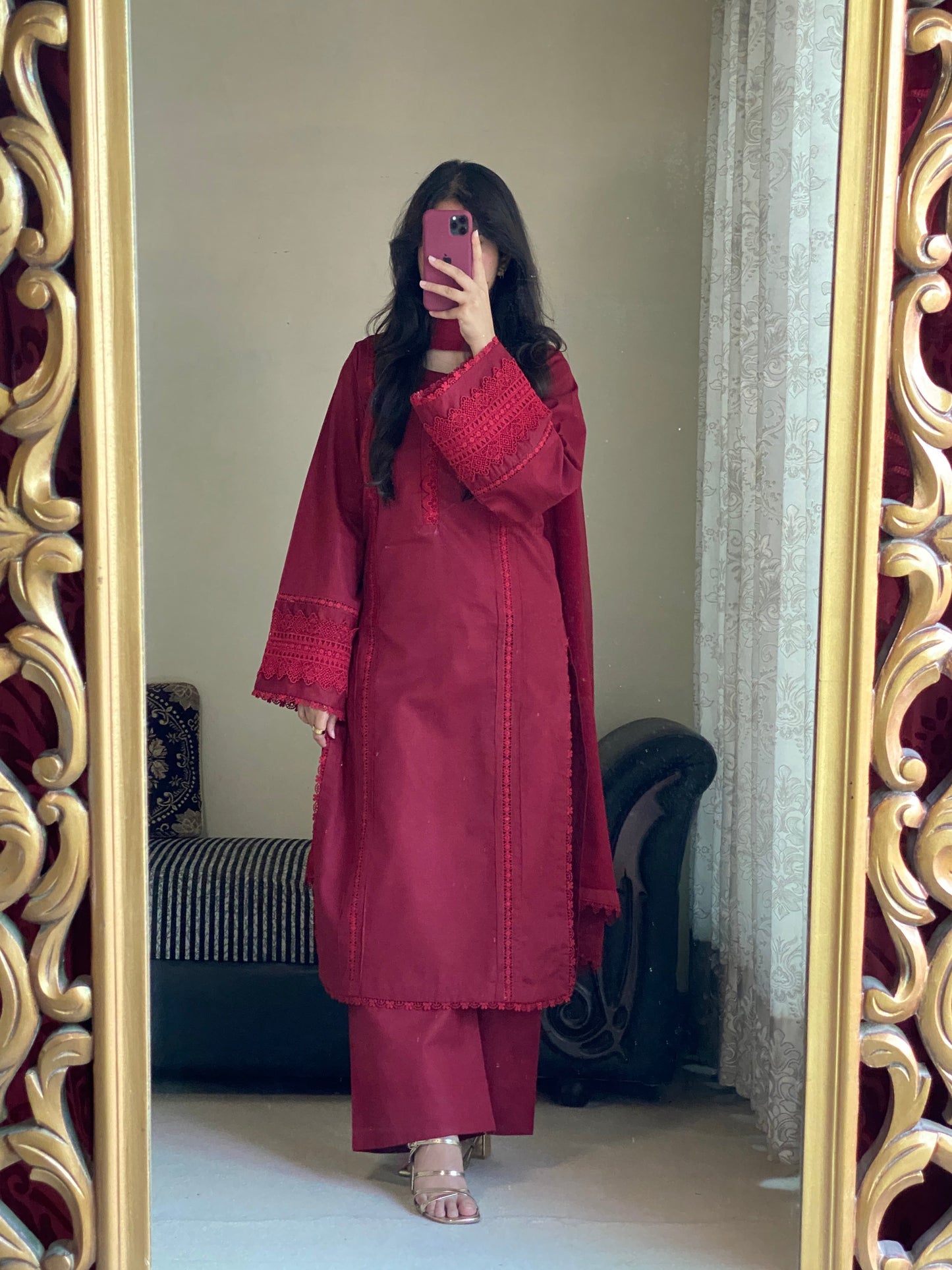 3-Piece-Premium Cambric Cotton Stitched Suit-221