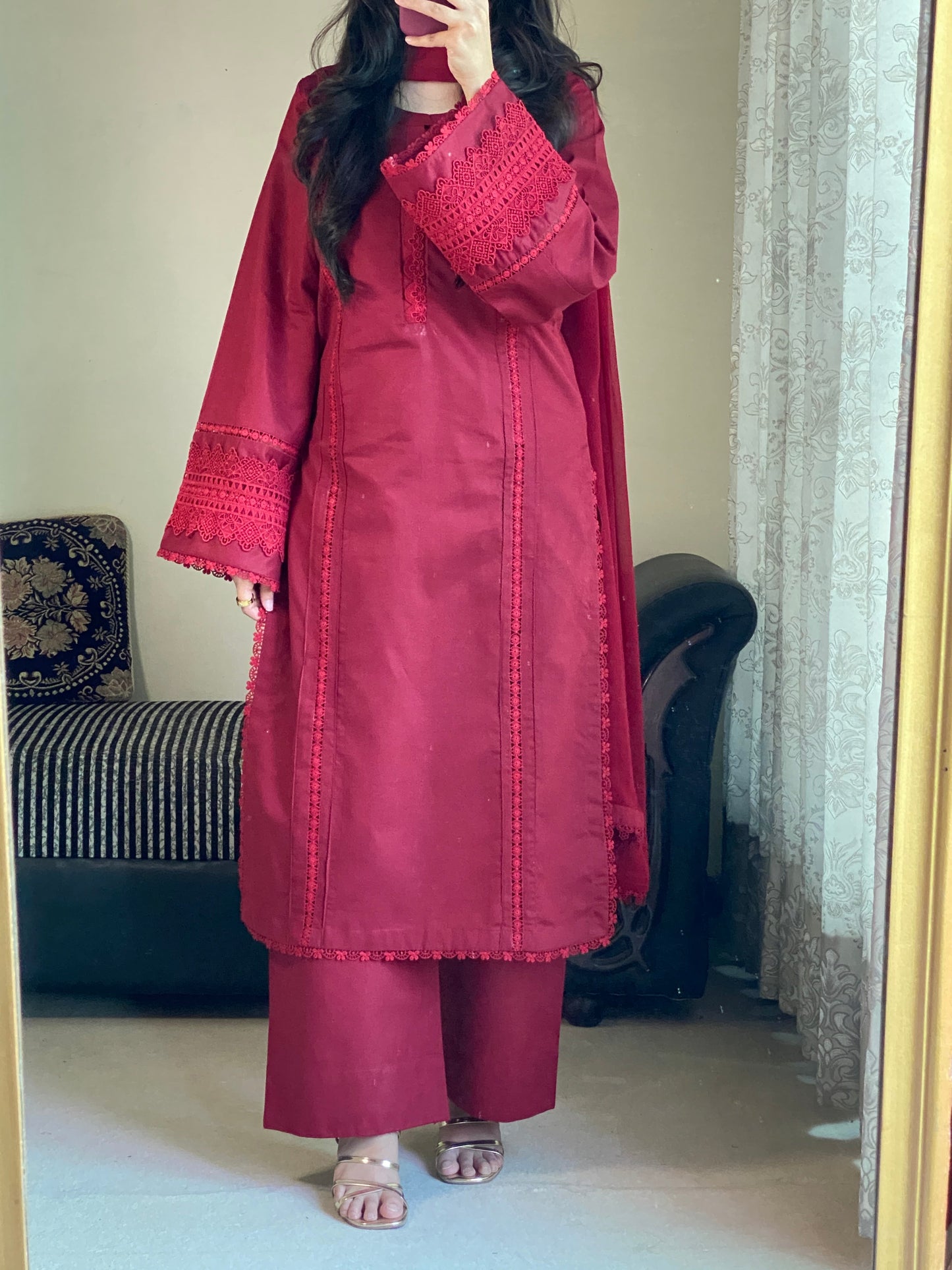 3-Piece-Premium Cambric Cotton Stitched Suit-221