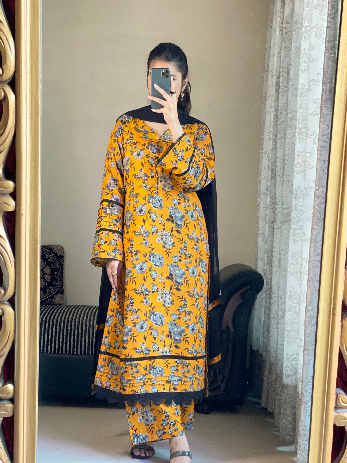 3 Piece -CambricDobby  Linan Stitched-058