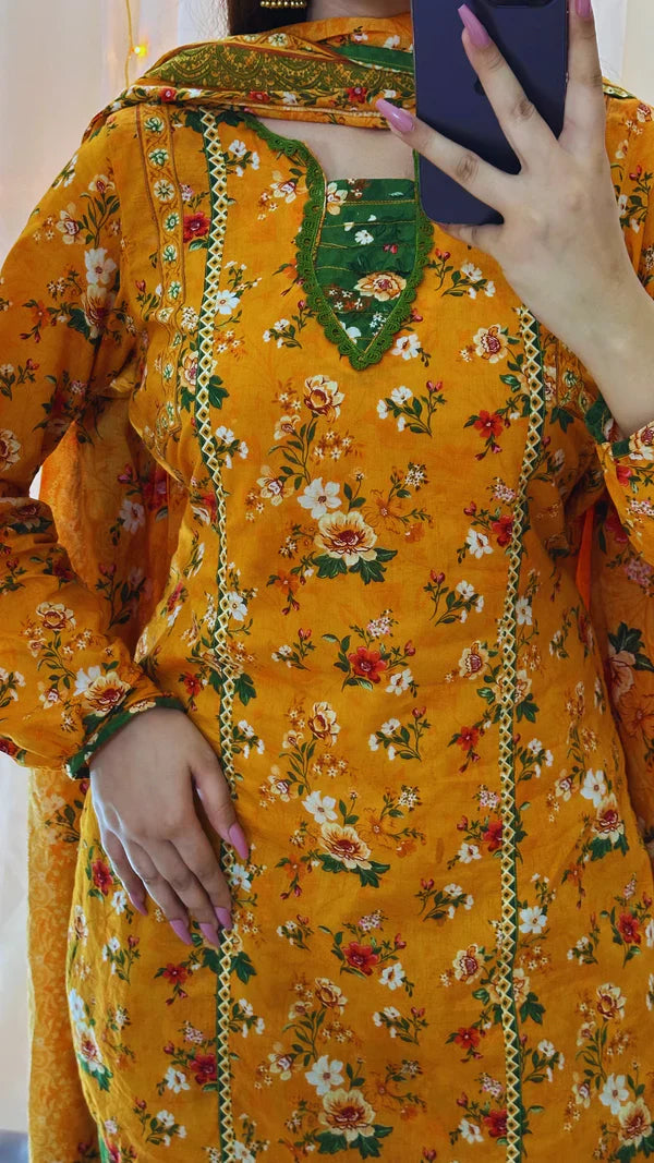 3 Piece Lawn Printed Stitched Dress - 021